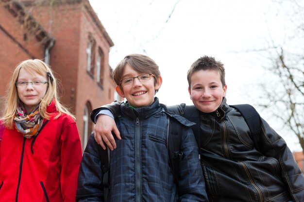 Pupils at schoolyard of their school