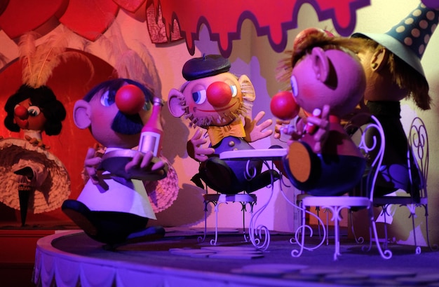 Puppets in a festive colourful circus show