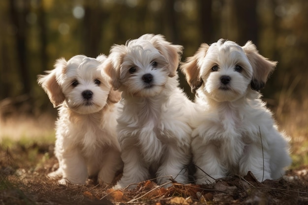 Puppies of Havanese dogs