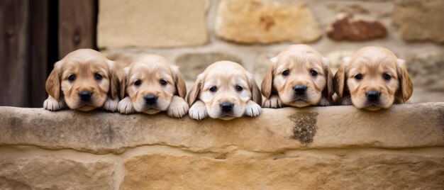 Foto cuccioli sui gradini di pietra ia generativa