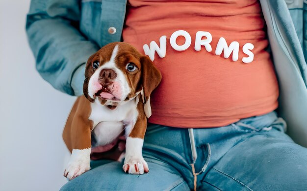 Photo puppies worms