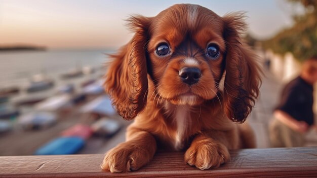 Photo puppy cavalier king charles