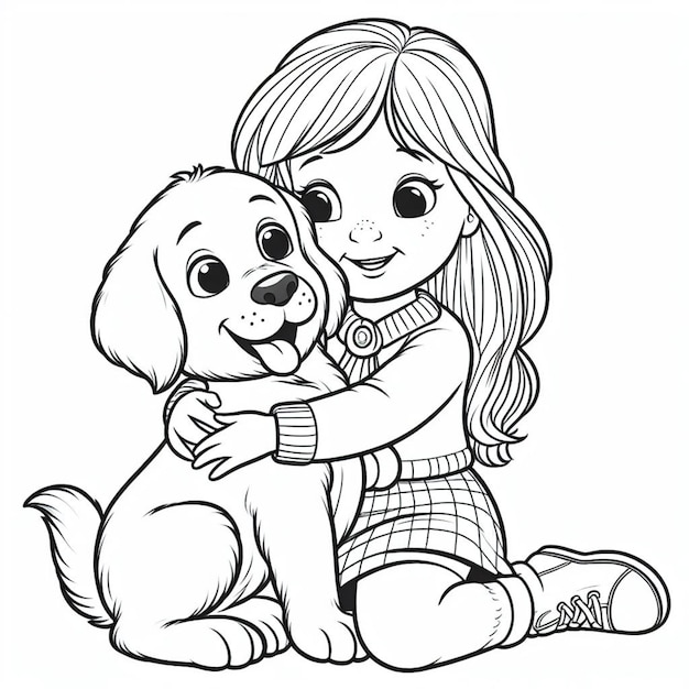 Photo puppy coloring page ai generated