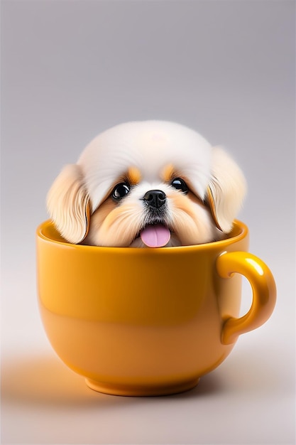 puppy in a cup of coffee