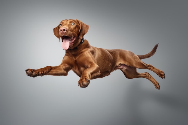 空高くジャンプする子犬