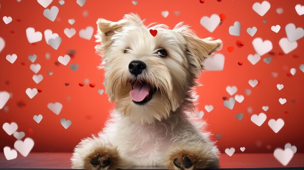 Photo puppy dog with hearts