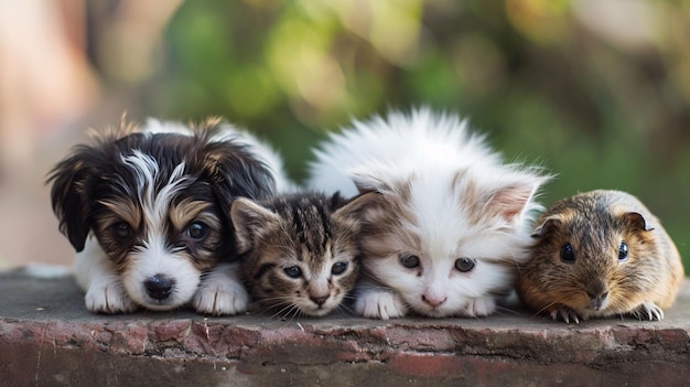 Puppy en kitten en cavia Generatieve Ai