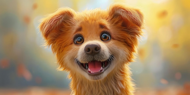 Puppy gelukkig met opwinding cartoon realisme stijl cartoon dier hyper realistische hond portretten