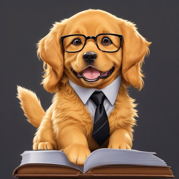 Photo puppy golden dog dressed as a lawyer