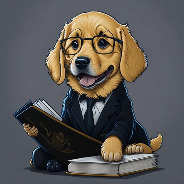 Photo puppy golden dog dressed as a lawyer