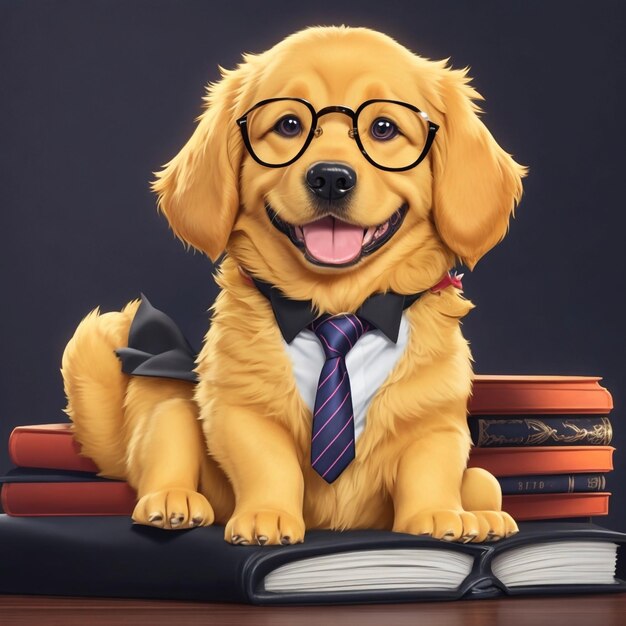 Photo puppy golden dog dressed as a lawyer