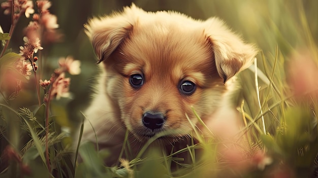 A puppy in the grass