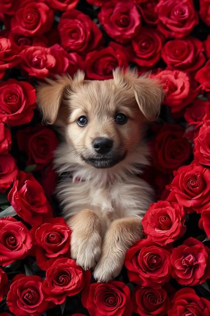 Puppy Love Canine Affection in Valentines Hearts