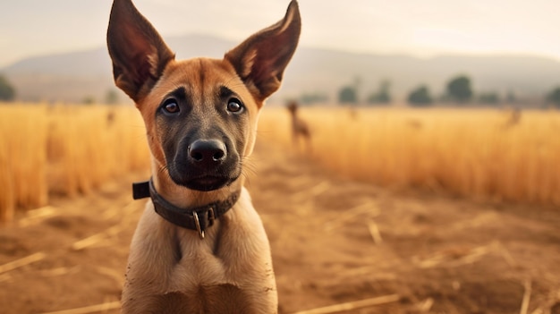 Photo puppy malinois in nature