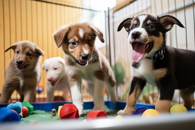 子犬の遊び場 遊び場での遊びの相互作用