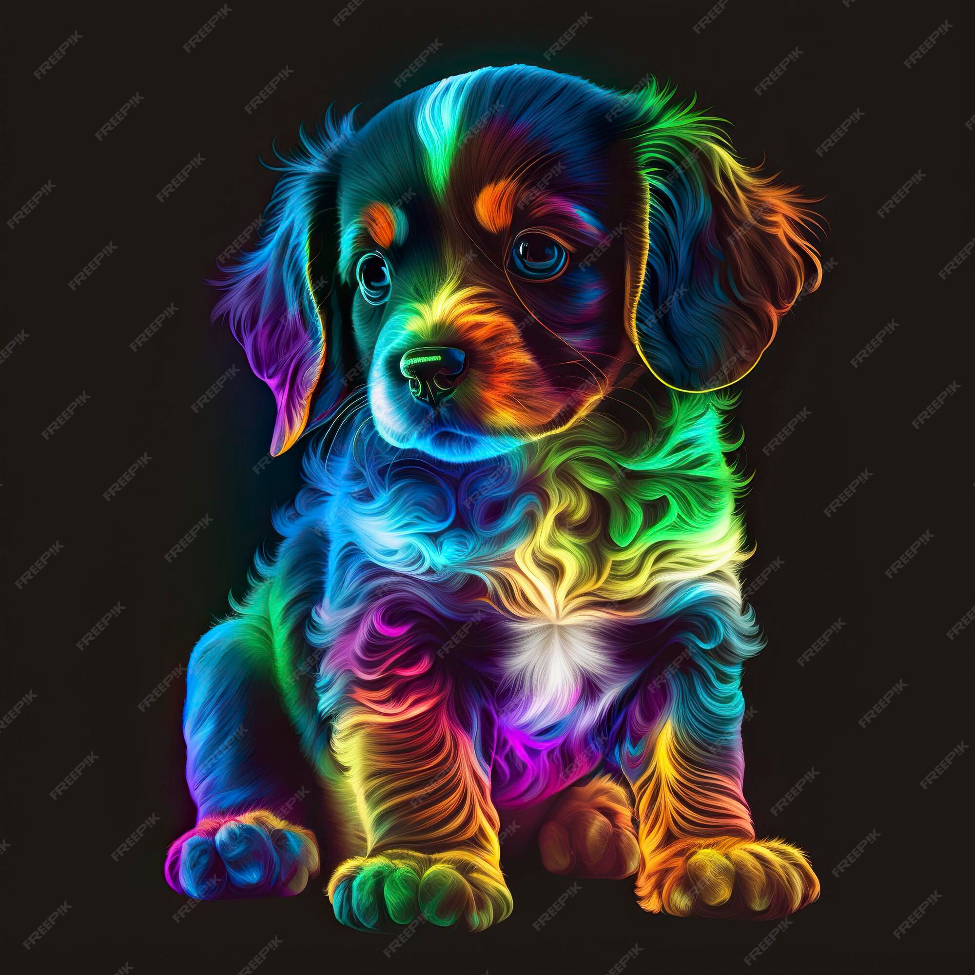 pet canvas art rainbow friends colorful design cute dog face - Blue Dog  Paintings - Sticker