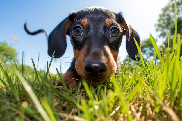 Puppy's World FirstPerson View van de schattige Dachshund