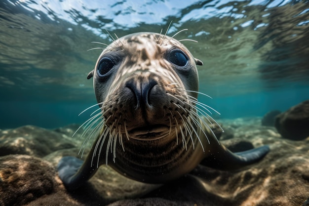 Puppy sea lion seal is coming to play with you