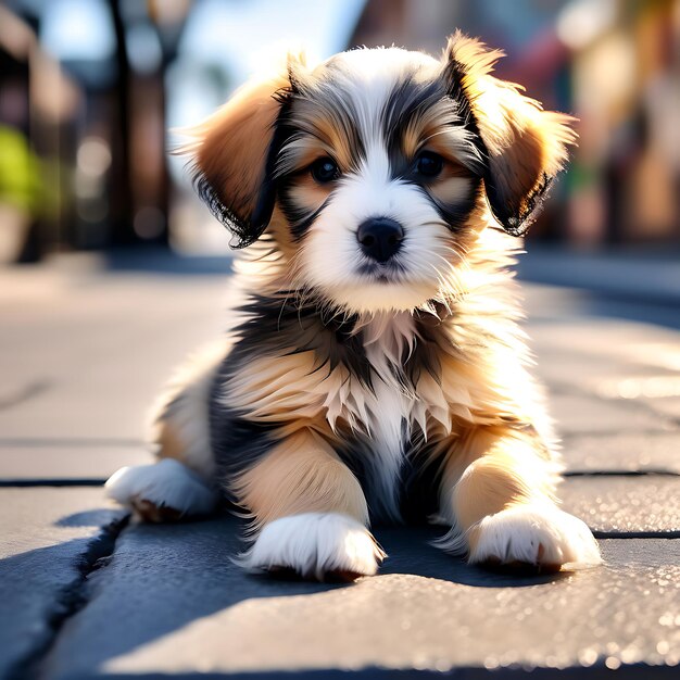 Puppy Sitting on the Sidewalk