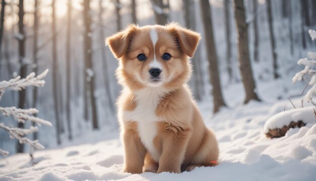 a puppy in the snow