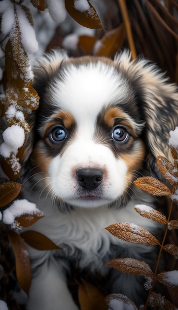 A puppy in the snow