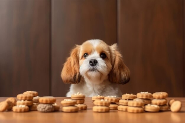 Puppy table biscuits Eat canine food Generate Ai