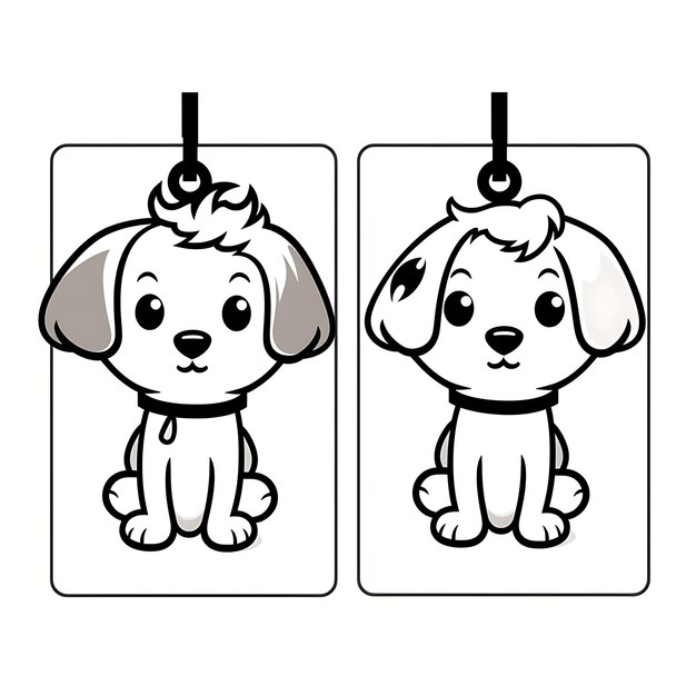 Foto puppy tag card gerecycled karton minimalistische lijn kunst zwart 2d vector design collectie kaart plat