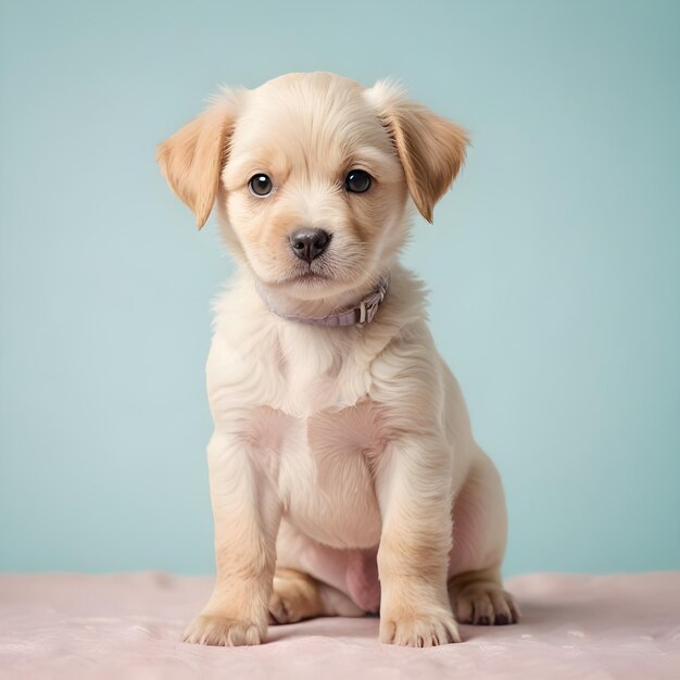 a puppy that is sitting on a blanket