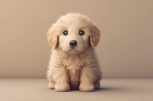 茶色の背景と茶色の背景を持つ子犬。