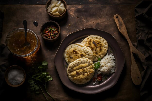 Pupusas 음식 사진 모음. 고품질 이미지는 이 전통 길거리 음식을 보여줍니다.