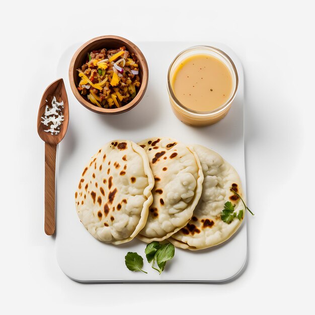 Photo pupusas on white background food photography highquality images capture the traditional flavors