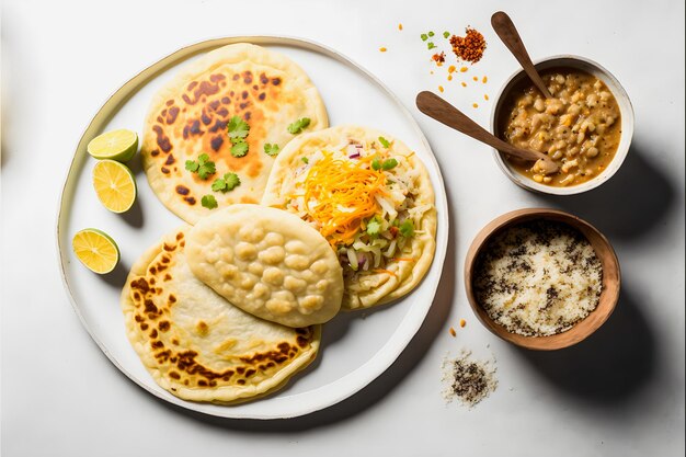 Photo pupusas on white background food photography highquality images capture the traditional flavors