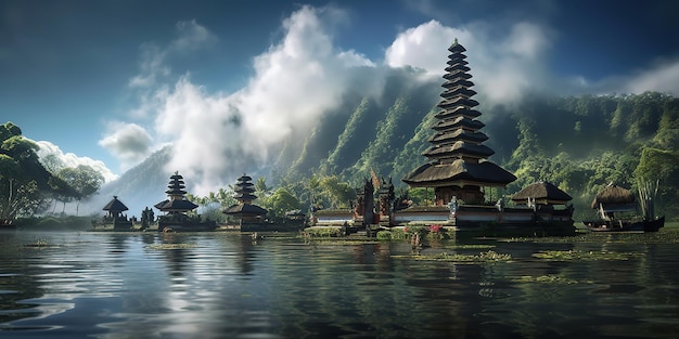 Pura Ulun Danu Beratan Bedugul Bali op zonnige dag