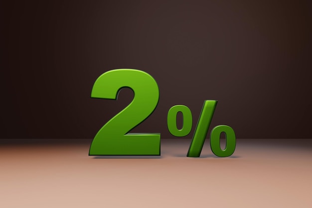 Purchase promo marketing 2 percent off discount favorable loan offer green text number 3d render