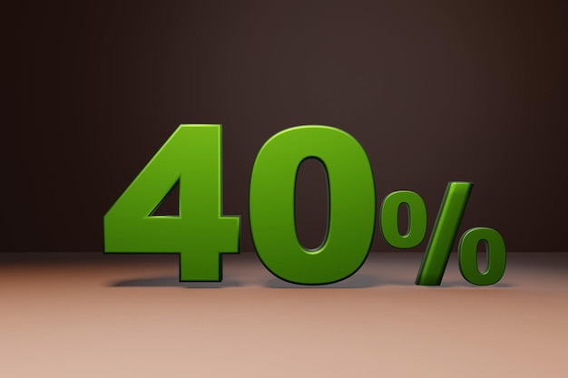 Purchase promo marketing 40 percent off discount favorable loan offer green text number 3d render