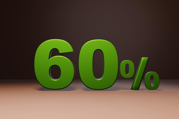 구매 프로모션 마케팅 60% 할인 유리한 대출 제안 녹색 텍스트 번호 3d 렌더링
