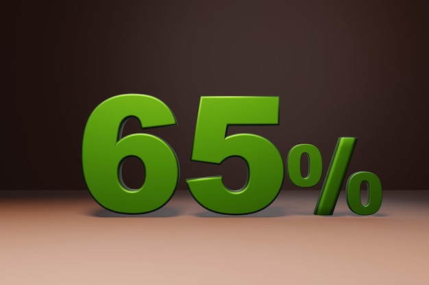 Purchase promo marketing 65 percent off discount favorable loan\
offer green text number 3d render