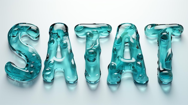 Photo pure aqua splashes in shape of text characters