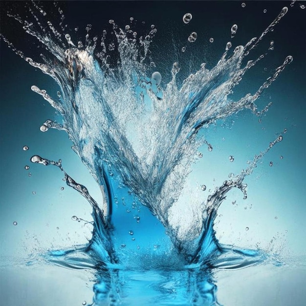 Photo pure blue water splash digital generated realistic illustration