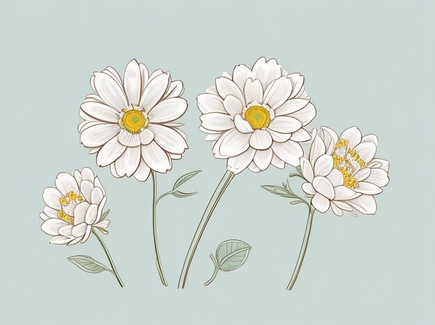 Pure Elegance Vector Illustration of Simple White Flowers