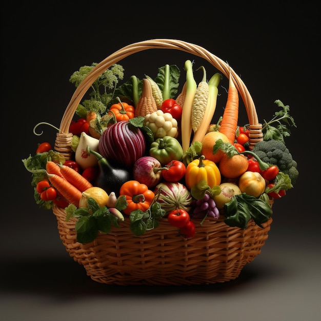 Photo pure organic food vegetables in the basket