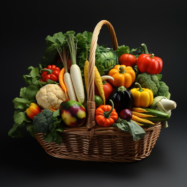 Pure organic food vegetables in the basket