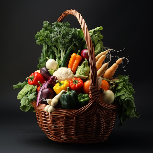 Pure organic food vegetables in the basket