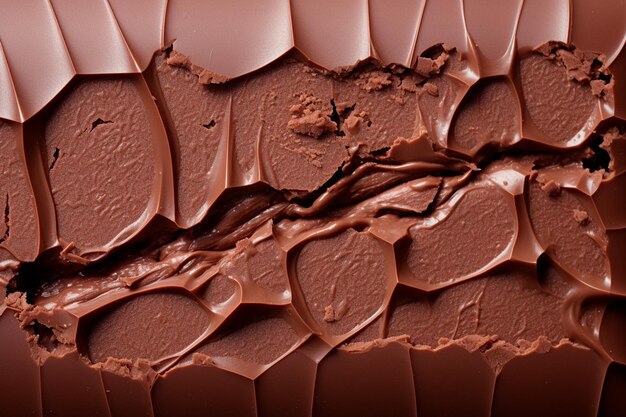 Pure Satisfaction CloseUp Een chocoladereepachtergrond die de pure voldoening oproept van het genieten van chocolade van hoge kwaliteit