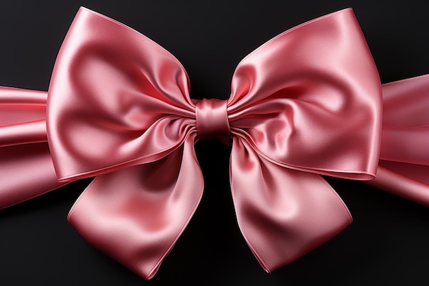 Pure sophistication white background highlights pink ribbon embellished with a graceful bow