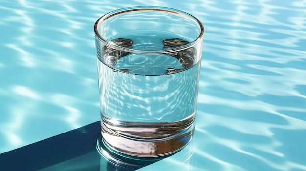 Pure water in glass on table