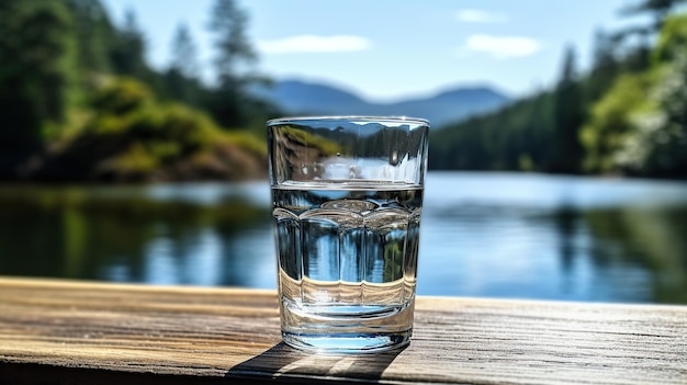 Pure water in glass while someone drinks Generative AI