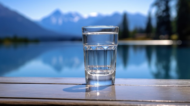 Pure water in glass while someone drinks Generative AI