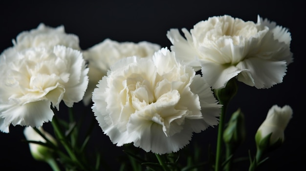 Pure White Carnation Graceful Dianthus Caryophyllus Flower in Pristine White