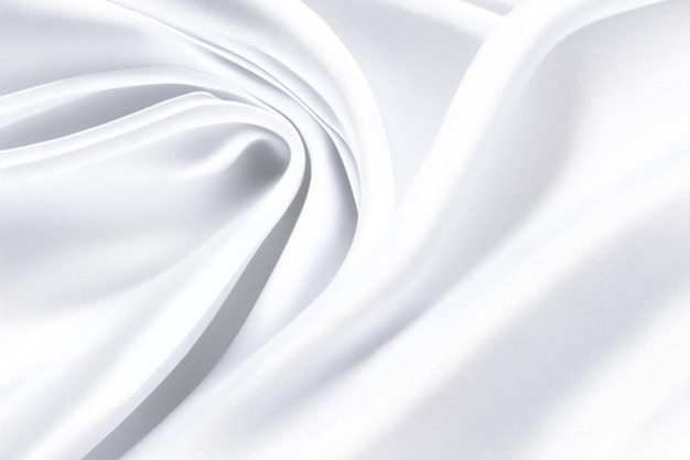 Фото Чистая белая атласная ткань с волнами и шелковистой тканью с рисунком обоев на заднем плане